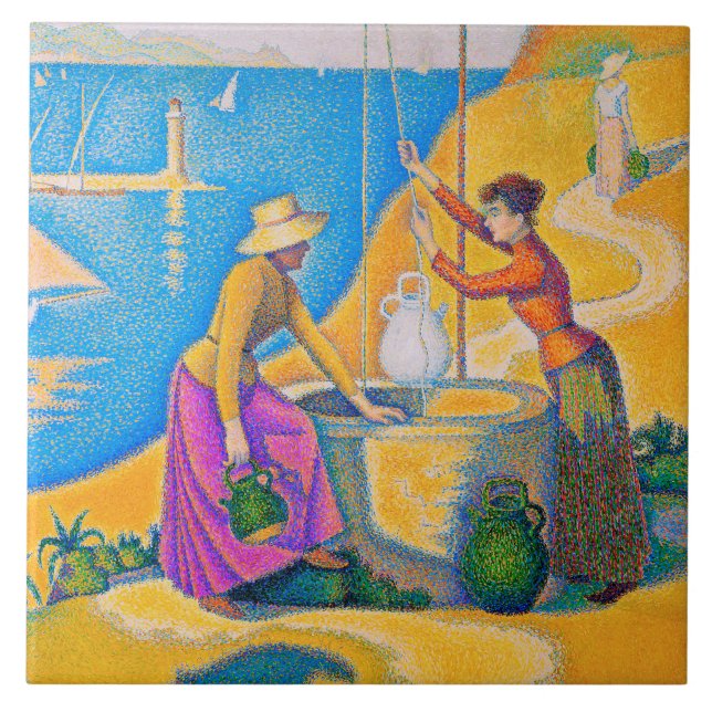 Azulejo Mujeres en el pozo, Signac (Frente)