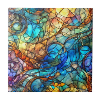 Azulejo Multicolor Abstract 77 Stained Glass style