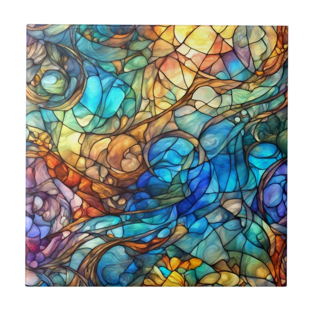 Azulejo Multicolor Abstract 77 Stained Glass style (Frente)