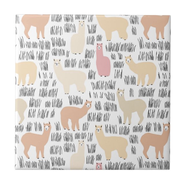 Azulejo Multitud del modelo de las alpacas (Frente)