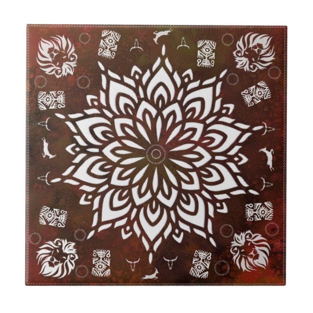 Azulejo Mundo Animal - Vida salvaje - Marrón (Frente)