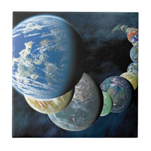 Azulejo Mundos Nuevos Extraños Montaje de Planetas Alien
