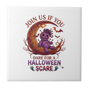Azulejo Muñeca Voodoo Purpura Crescente de Halloween Osada