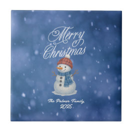 Azulejo Muñeco de Nieve Caprichoso Feliz Navidad