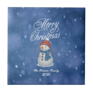 Azulejo Muñeco de Nieve Caprichoso Feliz Navidad