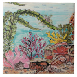 Azulejo Mural De Coral De La Turba De Camarón De Octopus D