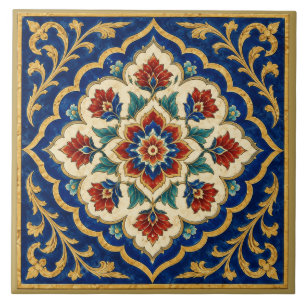 Azulejo Mural de medallón floral Iznik ornamentado