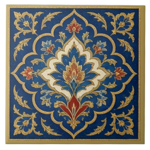Azulejo Mural de Medallón Floral Otomano Iznik
