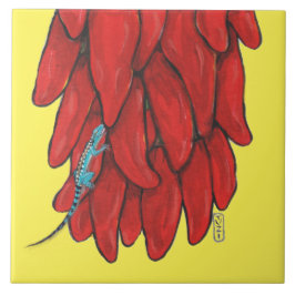 Azulejo Mural de Pepper Chile del Lizard Azul del Suroeste