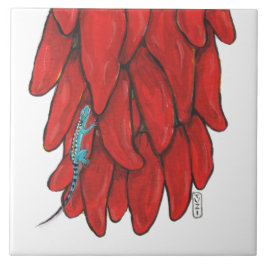 Azulejo Mural de Pepper Ristra en el Suroeste de Lizard y 