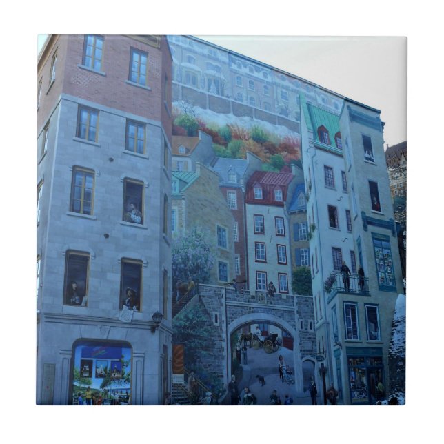 Azulejo Mural en Ciudad Vieja de Quebec, Quebec, Canadá (Frente)