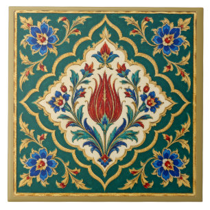 Azulejo Mural Floral de Tulipán Otomano Ornamentado