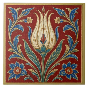 Azulejo Mural floral de tulipán otomano Saz