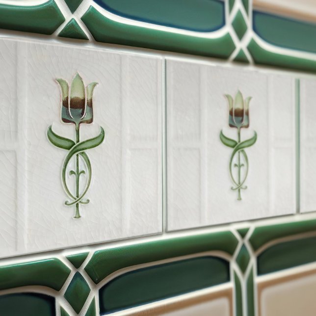 Azulejo Muro de tulipán verde Decoración Art Decó Gibbons  (Subido por el creador)