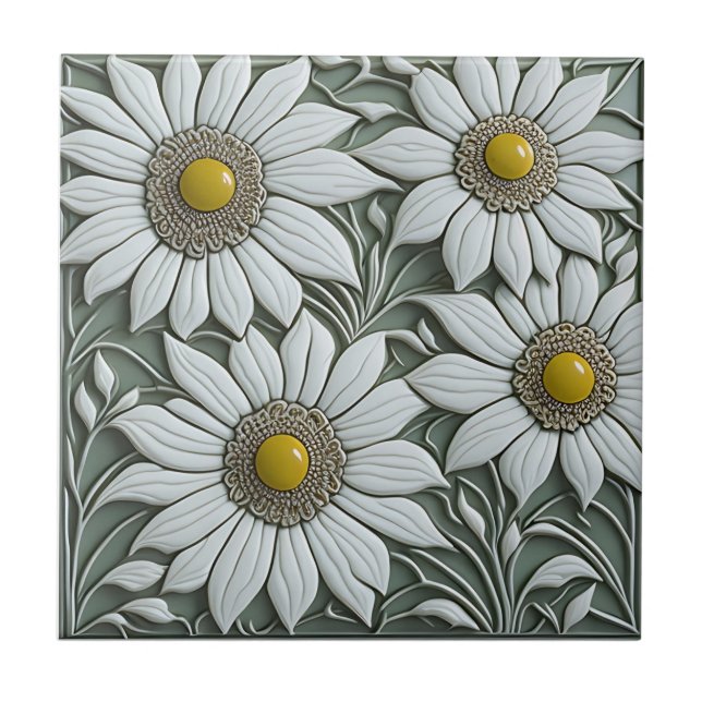 Azulejo Muro floral 3D Decoración Art Nouveau Tile cerámic (Frente)