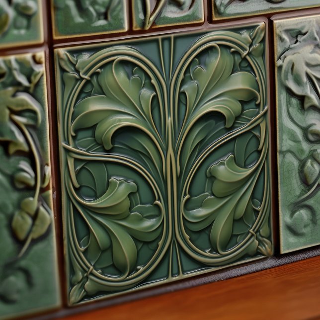 Azulejo Muro verde esmeralda Decoración Art Nouveau Ceram (Subido por el creador)