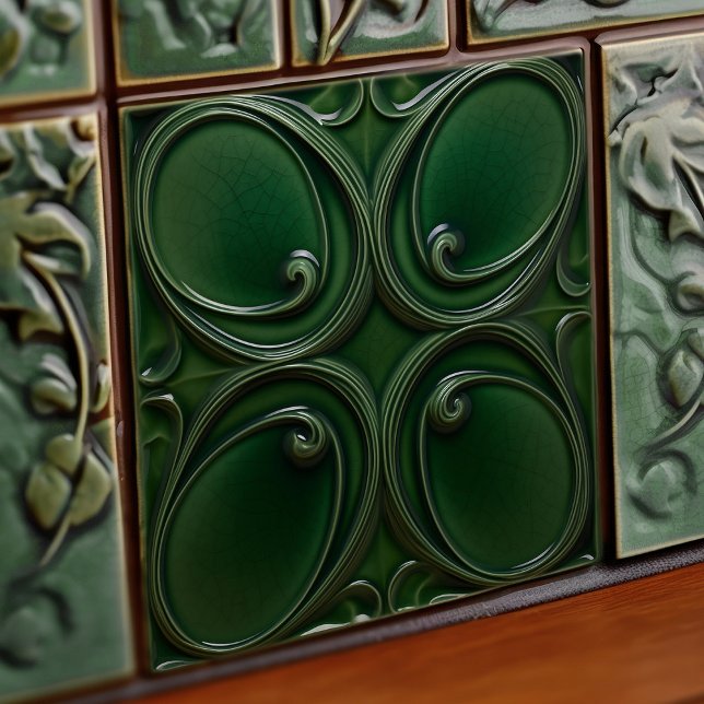 Azulejo Muro verde esmeralda Decoración Art Nouveau Ceram (Subido por el creador)