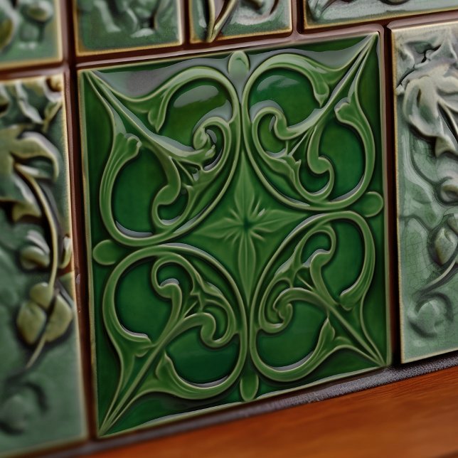 Azulejo Muro verde esmeralda Decoración Art Nouveau Ceram (Subido por el creador)