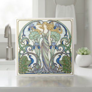 Azulejo Muse Nouveau Brillante y Pavos Reales Pat#2 ID1193