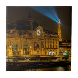 Azulejo Museo de Orsay en París por la noche