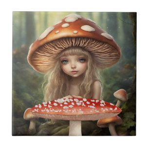 Azulejo Mushroom Fairy Fantasy Ilustracion Forestal Mundia