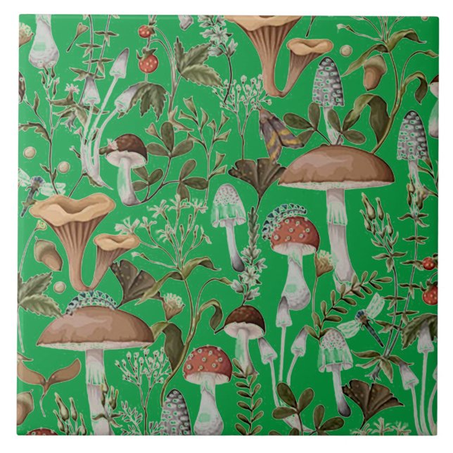 Azulejo "Mushroom Forrest Green" Tile cerámico (Frente)