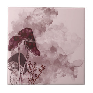 Azulejo Mushrooms de Burgundy Neon