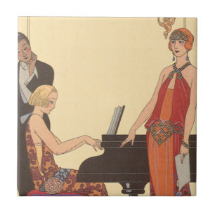 Azulejo Música antigua, pianista de Art Deco músico cantan