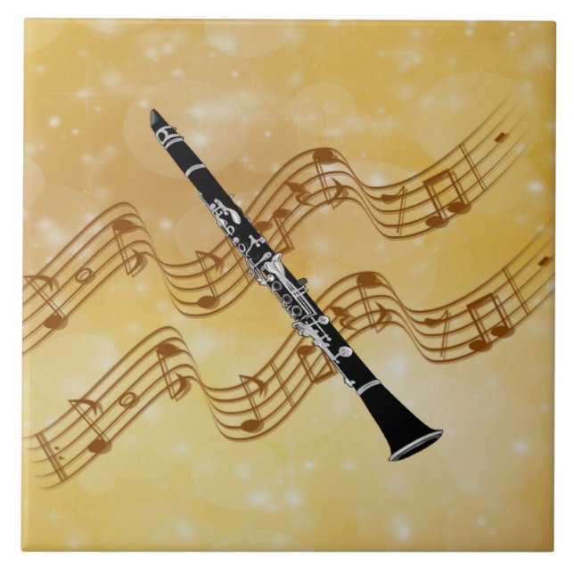 Azulejo Música clarinete, diseño popular, (Frente)