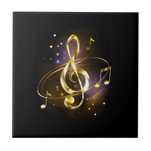 Azulejo Música de Clave de Sol de Oro (Frente)