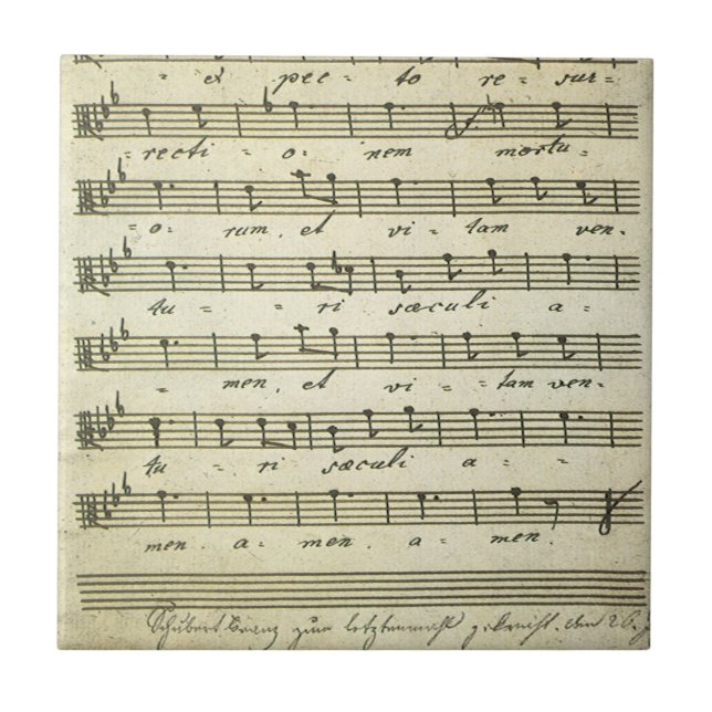 Azulejo Música de hojas antiguas, puntuación musical de 18 (Frente)