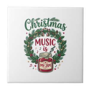 Azulejo Música de Navidad Es Tarro de Miel Corona de Pino
