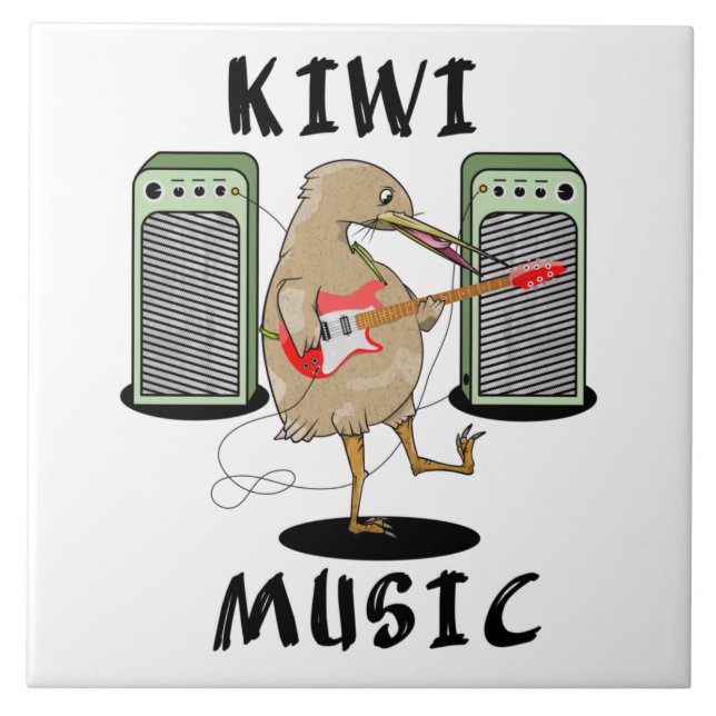 Azulejo Música de Nueva Zelanda Kiwi tocando la guitarra (Frente)