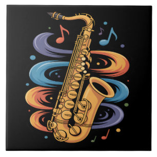 Azulejo Música de Saxofón Colorida Flujo Instrumento de Ja