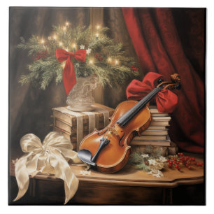 Azulejo Música de violín de Navidad
