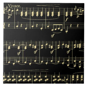 Azulejo Música dorada en negro