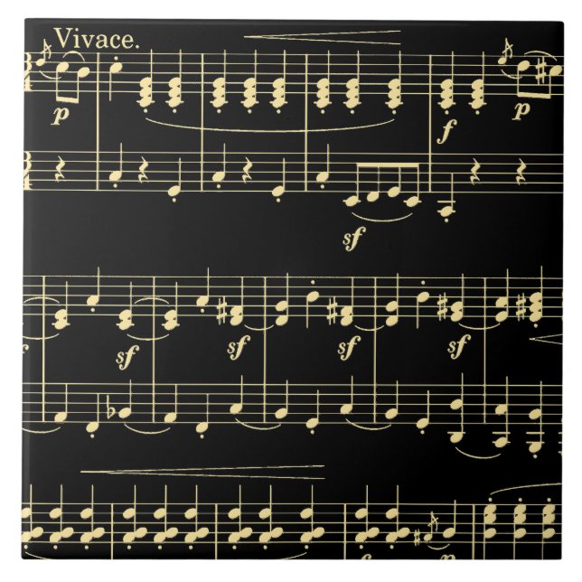 Azulejo Música dorada en negro (Frente)