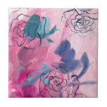 Azulejo Música interior - Esbozo floral<br><div class="desc">Música interna de Melissa Wang. Cuenta con bocetos de flores sobre un fondo rosa suave y florido.| 140968D</div>