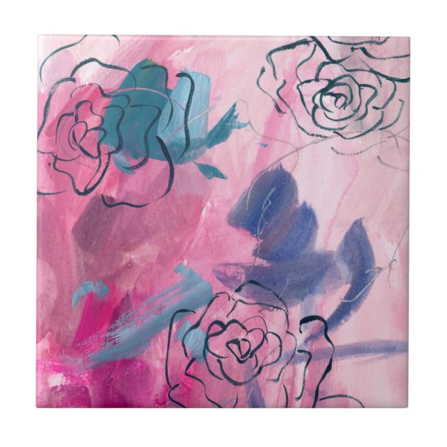 Azulejo Música interior - Esbozo floral (Frente)