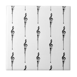 Azulejo Música Motif Melding Treble Clef Black and White