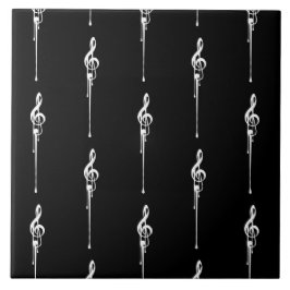 Azulejo Música Motif Melding Treble Clef White y Black