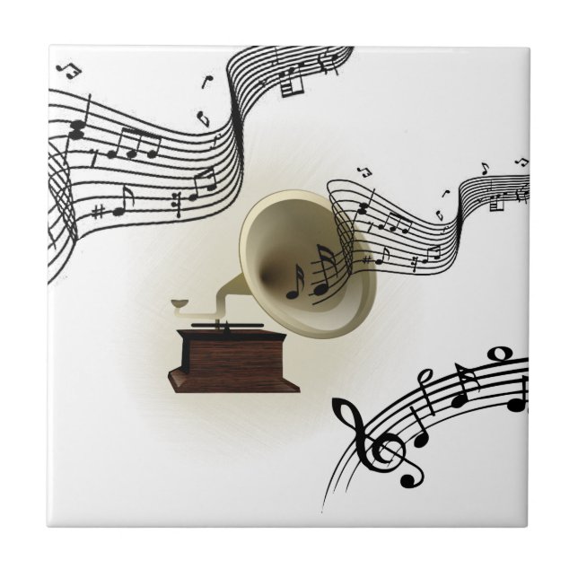 Azulejo Música y diseño de gramófono (Frente)