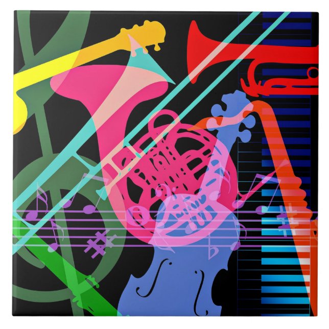 Azulejo Musical Instruments Pop Art Design (Frente)