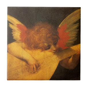 Azulejo Músico Ángel tocando el laúd por Rosso Fiorentino