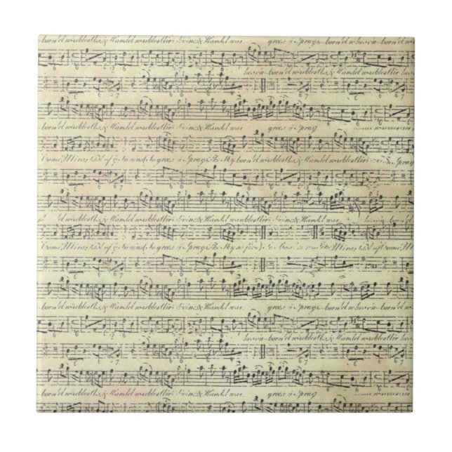 Azulejo Músico del tema musical del patrón de nota musical (Frente)