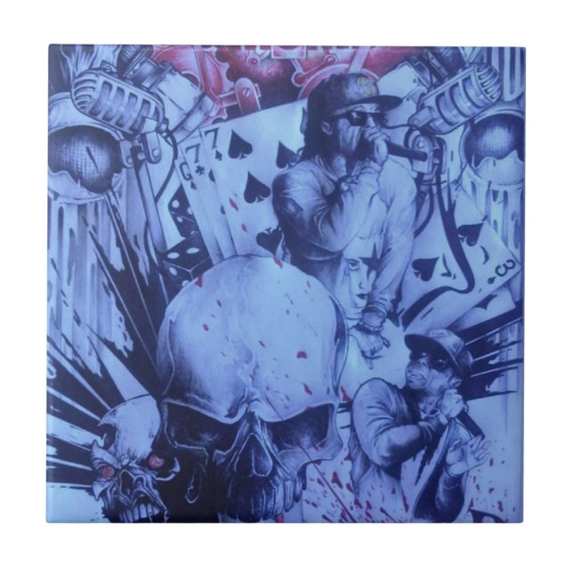 Azulejo Músicos pop Blue Purple Art Print (Frente)