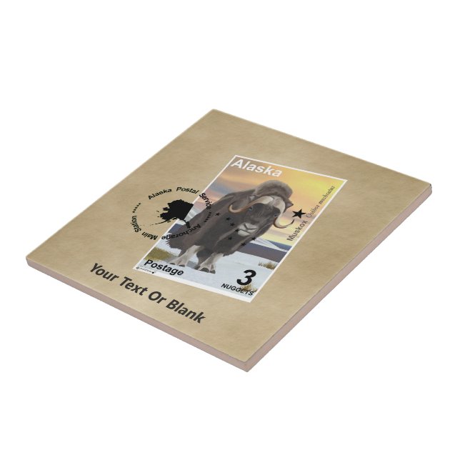 Azulejo Muskox - Alaska Postage (Lado)