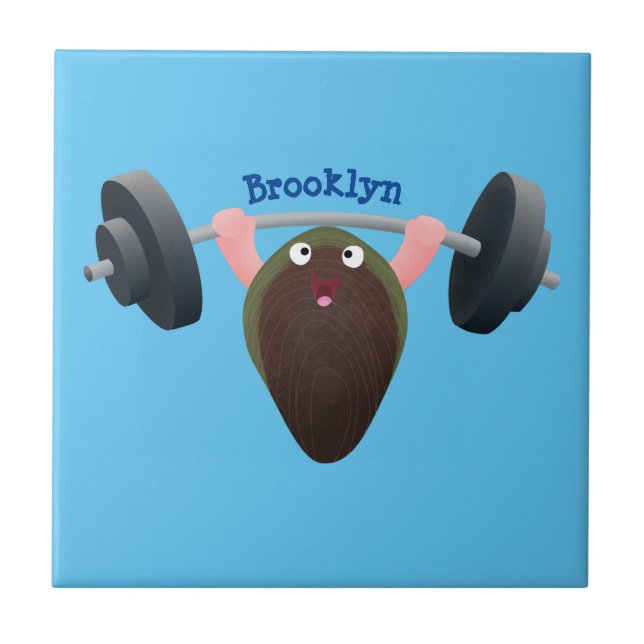 Azulejo Mussel gracioso trabajando en ilustracion personal (Frente)