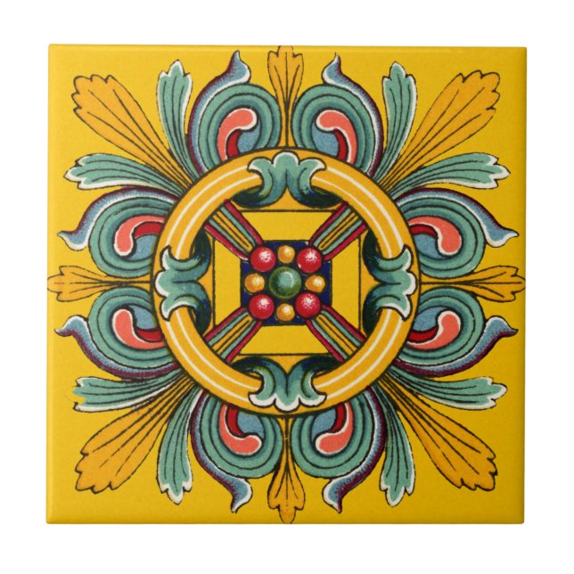 Azulejo Mustard Victorian Tile Design (Frente)