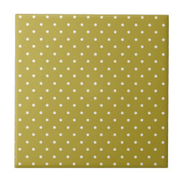 Azulejo  Mustard yellow white polka dots pattern 